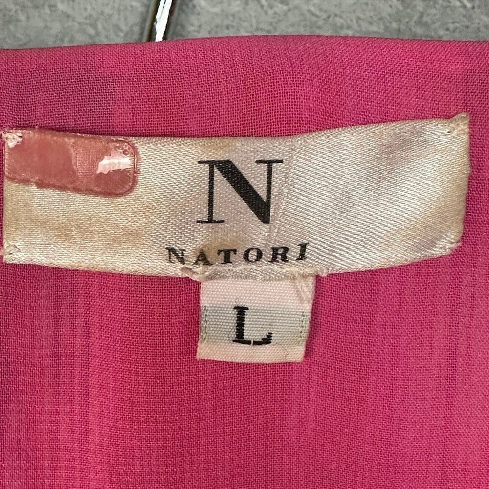 Natori Dress Women Large Pink Sleeveless V Neck Midi Flowy Resort Abstract Artsy - Picture 7 of 14